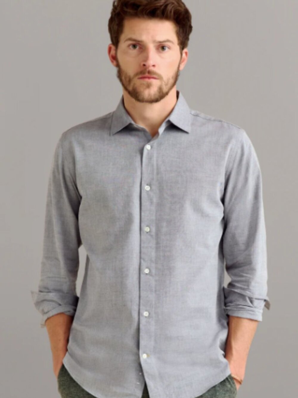 Billy Reid Hutcherson Linen Blend Long-Sleeve Button-Down Shirt Size M Preppy